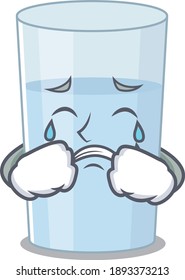 Caricature design of glass of water having a sad face. Vector illustration