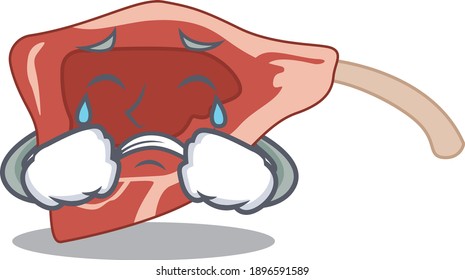 Caricature design of lamb chop having a sad face. Vector illustration