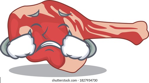 Caricature design of leg of lamb having a sad face