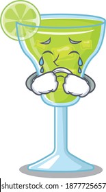 Caricature design of margarita cocktail having a sad face