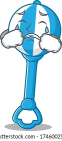 Caricature design of rattle toy having a sad face