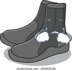 Caricature design style of dive booties with a sad face