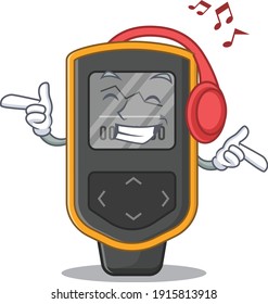 A Caricature design style of dive computer listening music on headphone