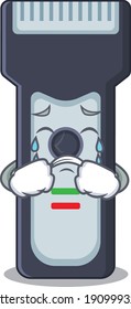 Caricature design style of electric shaver with a sad face. Vector illustration