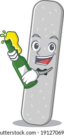 A caricature design style of emery boards cheers with a bottle of wine. Vector illustration