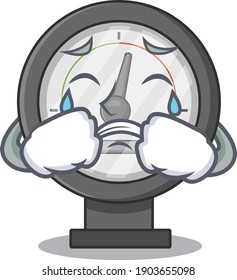 Caricature design style of pressure gauge with a sad face