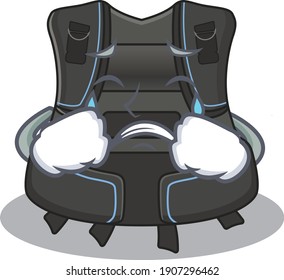 Caricature design style of scuba buoyancy compensator with a sad face