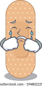 Caricature design style of standard bandage with a sad face. Vector illustration