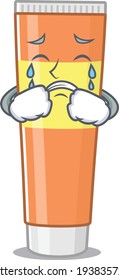Caricature design style of toothpaste with a sad face. Vector illustration