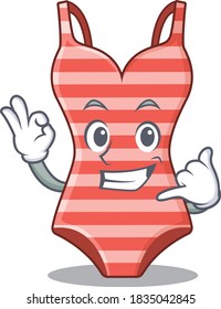 Caricature design of swimsuit showing call me funny gesture