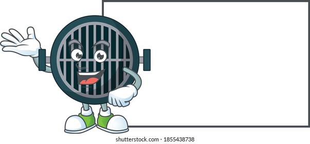 A caricature drawing of grill with board. Vector illustration