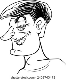 Caricature drawing illustration of adult man character