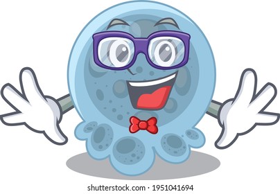 A caricature drawing of nerd pasteurella wearing weird glasses. Vector illustration