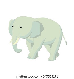 Caricature of an  elephant walking and looking away. Editable vector illustration.