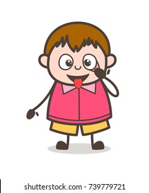 Caricature Face - Cute Cartoon Fat Kid Illustration