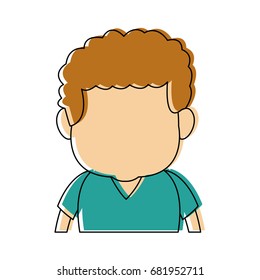caricature faceless front view half body boy with hairstyle