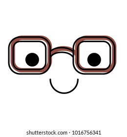 caricature glasses with calm expression in watercolor silhouette