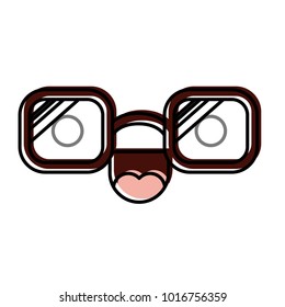 caricature glasses with cheerful expression in watercolor silhouette