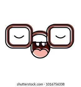 caricature glasses with concentrated expression in watercolor silhouette