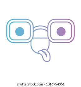caricature glasses with funny expression in degraded blue to purple color contour