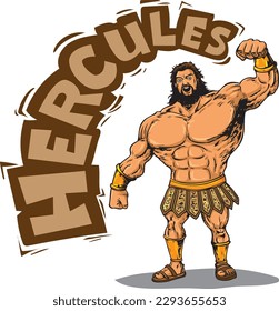 Caricature of Hercules-Son of Zeus,was a demigod known for his incredible strength and courage.He's a legendary hero in Greek mythology.His arm is raised as a symbol of his immense strength and power.