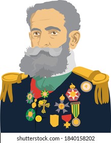 Caricature illustration of Marshal Deodoro da Fonseca First Brazilian President