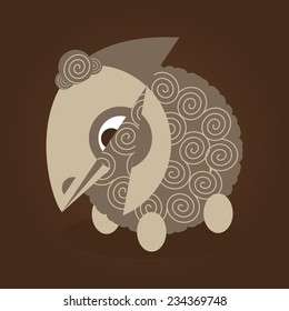 Caricature illustration of sheep, the symbol of the new year, on a brown background