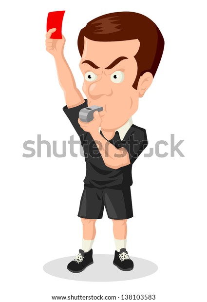 Caricature Illustration Soccer Referee Showing Red Stock Vector ...