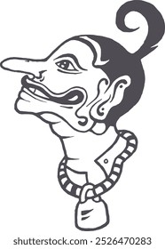 caricature image of petruk puppet in javanesse culture
