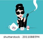 Caricature inspired by Breakfast at Tiffany Audrey Hepburn