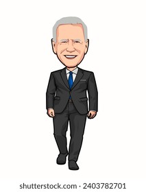 Caricature of Joe Biden, America President's. Vector Potrait 