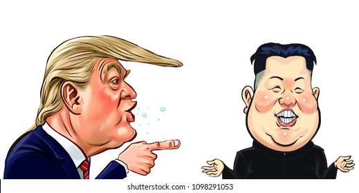 caricature of Kim Jong Un and Donald Trump,character Vector.May2018