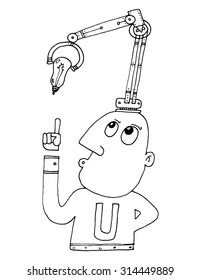 caricature man with an idea
