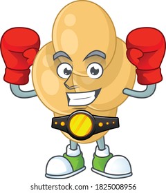 Caricature picture of bordetella pertussis boxing athlete on the arena. Vector illustration