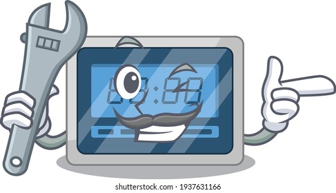 A caricature picture of digital timer working as a mechanic