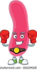 Caricature picture of fusobacteria boxing athlete on the arena. Vector illustration