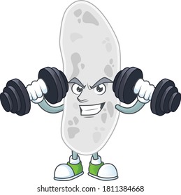 Caricature picture of gemmatimonadetes exercising with barbells on gym. Vector illustration