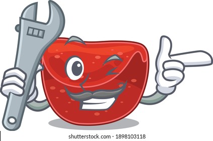 A caricature picture of meatloaf working as a mechanic. Vector illustration