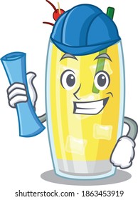 caricature picture of pina colada cocktail Architect with blue prints