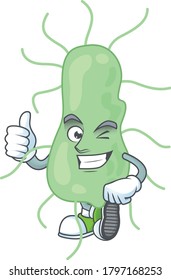 Caricature picture of salmonella with Thumbs up finger. Vector illustration