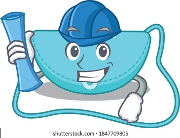 caricature picture of sling bag Architect with blue prints