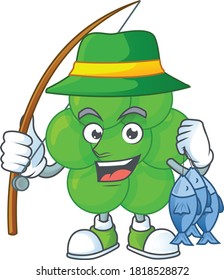 A Caricature picture of staphylococcus aureus fisher succeed catch a fish. Vector illustration