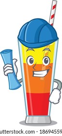 caricature picture of tequila sunrise cocktail Architect with blue prints