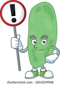 Caricature picture of thermus thermophilus holding a sign. Vector illustration