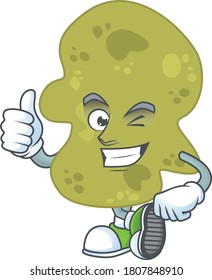 Caricature picture of verrucomicrobia with Thumbs up finger. Vector illustration