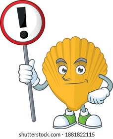 Caricature picture of yellow clamp holding a sign. Vector illustration