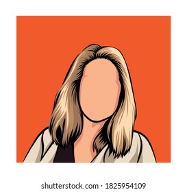 Caricature portrait of a blank face, illustration of a woman with blonde hair.