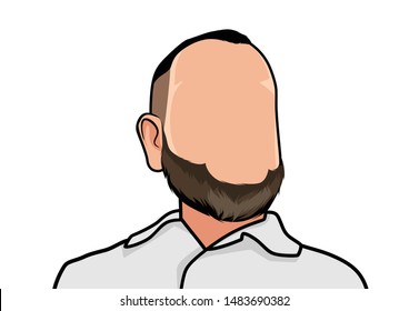 caricature portrait, illustration of a male body in a white shirt.