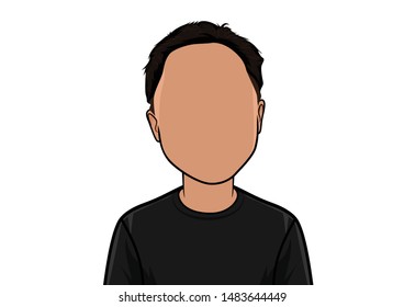 caricature portrait, illustration of a man in a black shirt.