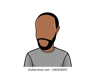 caricature portrait, illustration of a man in a gray shirt.